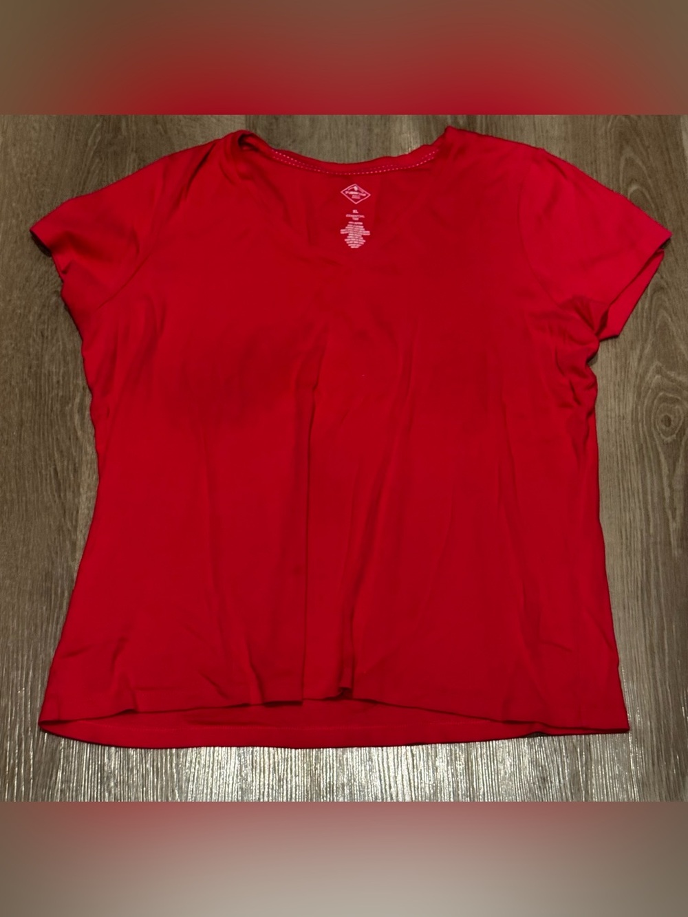 St. John's Bay Women's Bright Red Crewneck Short Sleeve Tee